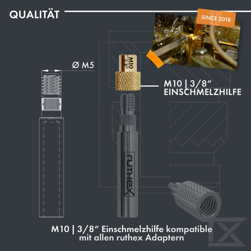 ruthex 1x Einschmelzhilfe M10 3/8" - für ruthex Gewindeeinsätze M10-3/8" kompatibel mit allen ruthex Adaptern