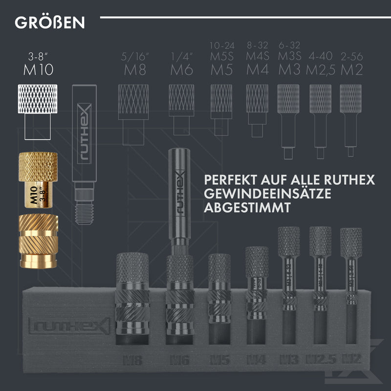 ruthex 1x Einschmelzhilfe M10 3/8" - für ruthex Gewindeeinsätze M10-3/8" kompatibel mit allen ruthex Adaptern