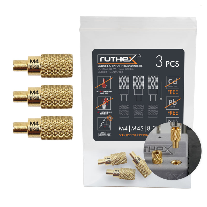 ruthex 3x Ersatz-Einschmelzhilfen M4 - #8-32 für ruthex Gewindeeinsätze M4 - #8-32 kompatibel mit allen ruthex Adaptern