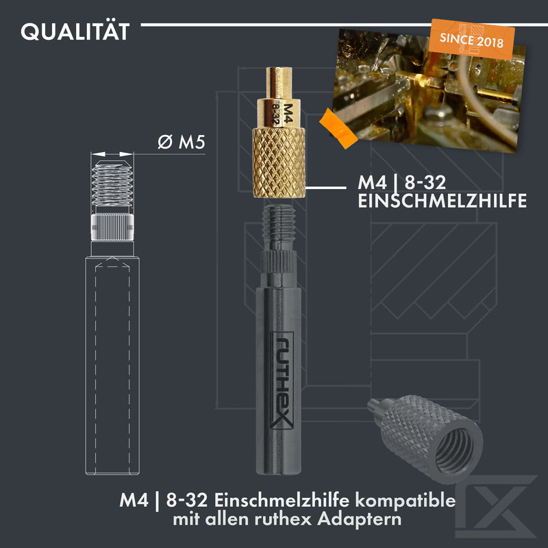 ruthex 3x replacement melting aids M4 - #8-32 for ruthex thread inserts M4 - #8-32 compatible with all ruthex adapters