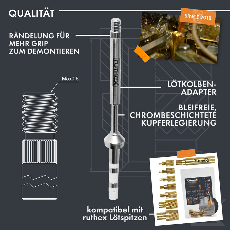 ruthex 1x Lötspitzen Adapter der Serie TS100 / TS101 / PINECIL kompatibel mit ruthex Einschmelzhilfen LOE-SET-011 zum Einsetzen von Gewindeeinsätzen im 3D-Druck